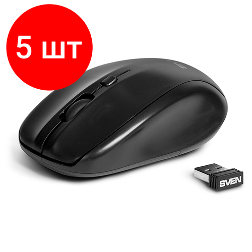 Комплект 5 шт, Мышь беспроводная Sven RX-305, черный, 3btn+Roll мышь sven rx 350 wireless black usb