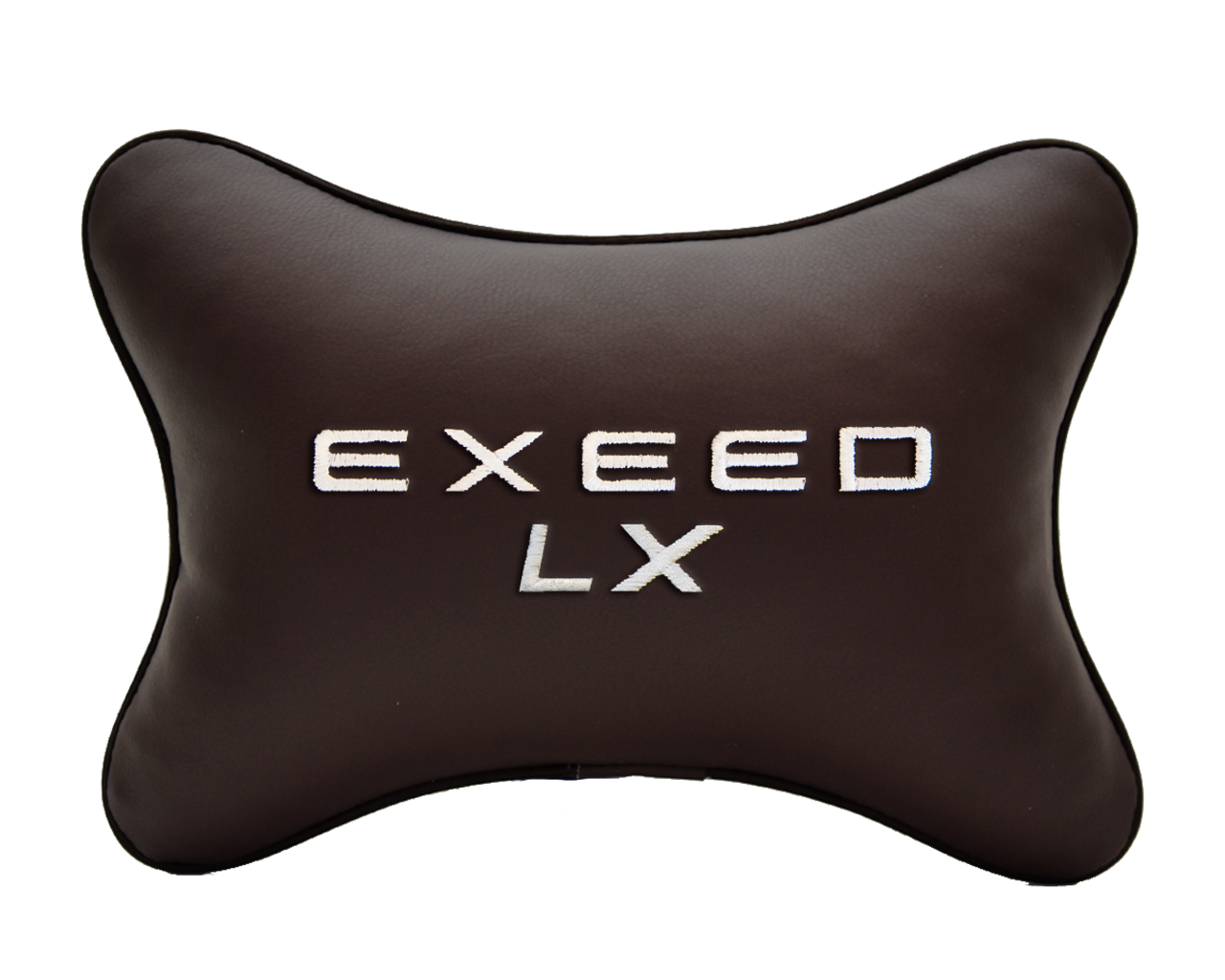 Подушка на подголовник экокожа Coffee с логотипом автомобиля EXEED LX