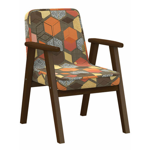 фото Кресло ретро ткань геометрия, коричневый, орех - цена за 1 п. м, ширина 140 см мебелик