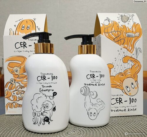 Изображение товара Шампунь и маска бальзам для волос с коллагеном, Elizavecca, 500мл + 500мл