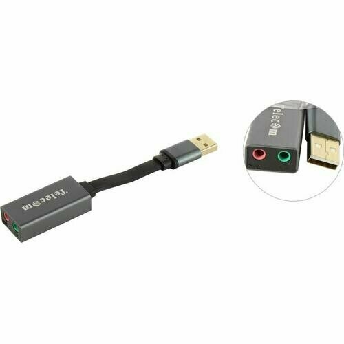 Портативная внешняя звуковая карта Telecom TA313U звуковая карта telecom usb 2 0 audio 10cm grey ta313u