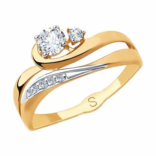 Кольцо Яхонт, золото, 585 проба, фианит, размер 17, бесцветный кольцо обручальное aquamarine красное золото 585 проба фианит размер 17 5