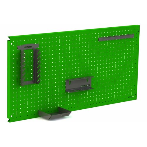 Металлическая перфопанель ООО Металекс Metalex 400x1000 зелёная с комплектом аксессуаров PRZA40100