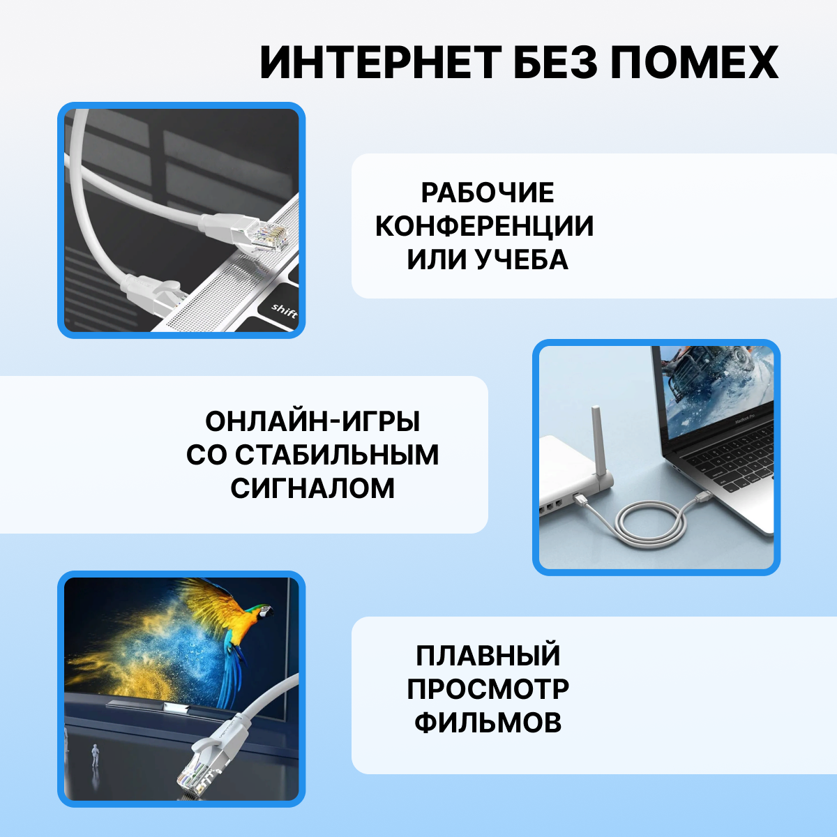 Vention Патч-корд прямой Ethernet UTP cat6 RJ45 сетевой кабель для ноутбука роутера кабель локальной сети