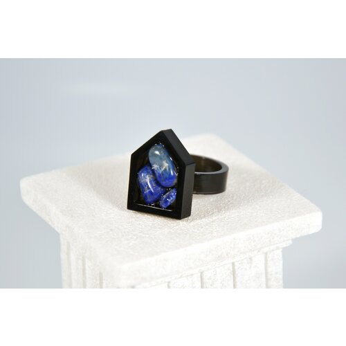Кольцо Карамба, лазурит, размер 19, черный, синий