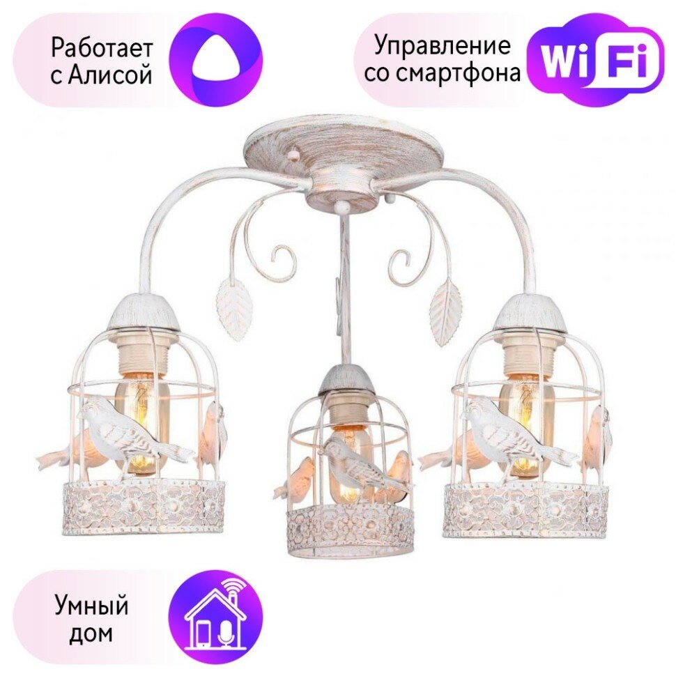 Потолочная люстра Arte Lamp Cincia с поддержкой Алиса A5090PL-3WG-A - фото №1