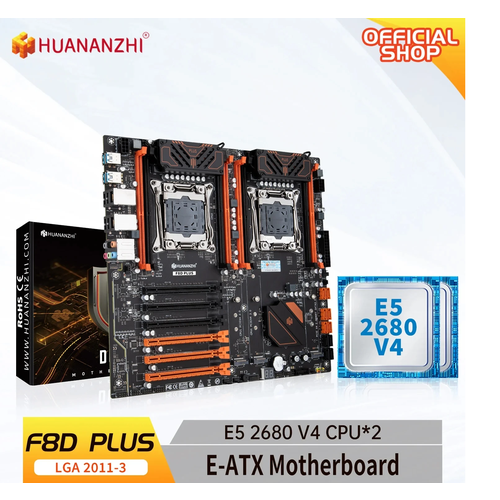 Комплект материнская плата X99 Huananzhi F8D PlusE5 2680v4DDR4 64GB ECC 4x16gb 3200mgz 38000₽