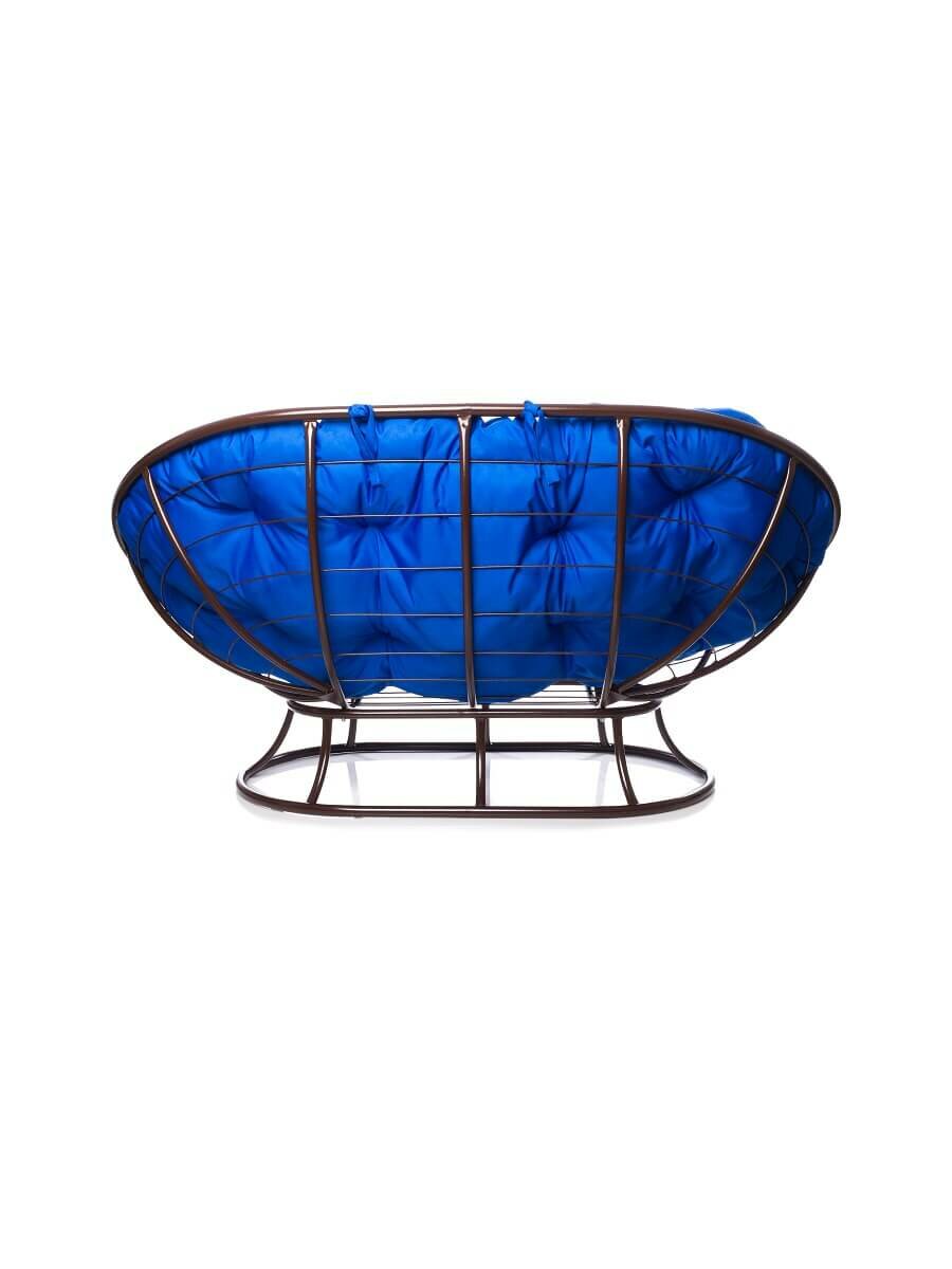 Садовый диван "Мамасан" без ротанга коричневое с синей подушкой M-Group