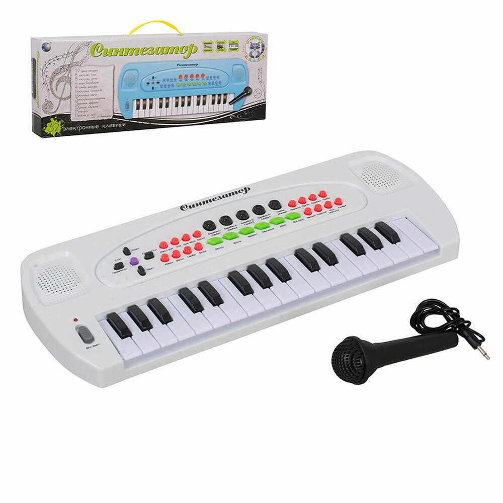 Детский музыкальный синтезатор Е-нотка с микрофоном 32 клавиши