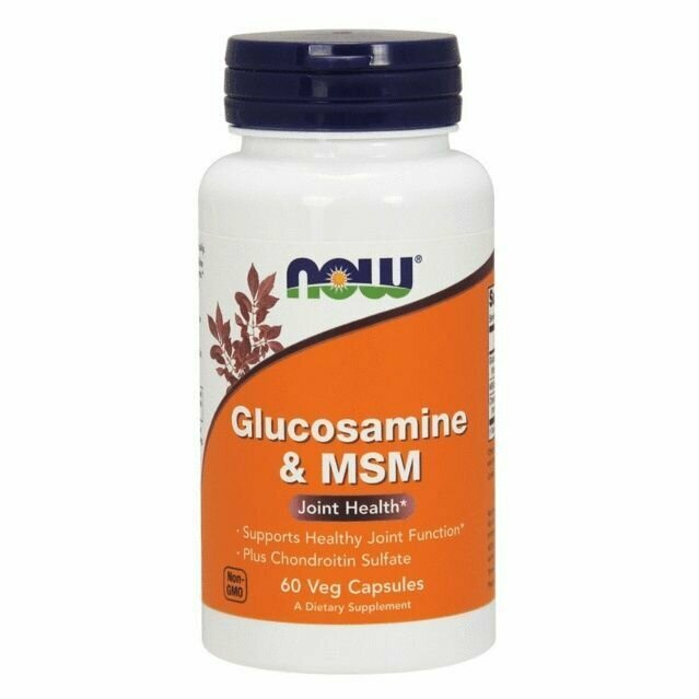 NOW Glucosamine & MSM 60vcaps, Глюкозамин и МСМ для суставов 60 капсул