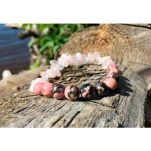 фото Браслет, родонит, кварц розовый, размер 16 см, размер s saimon_znaet