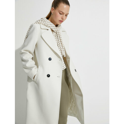 фото Пальто koton, размер 48, белый, бежевый