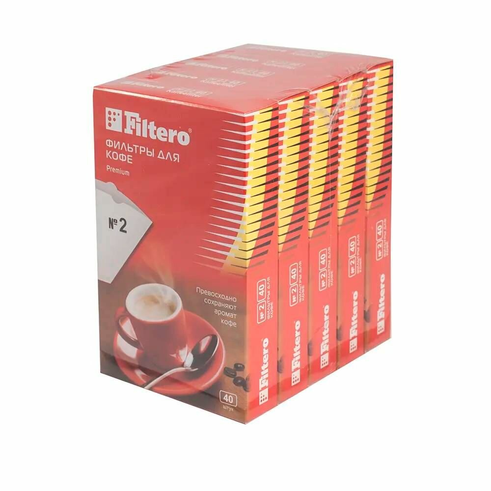 Фильтры для кофе FILTERO №2, для кофеварок, бумажные, 1x2, 200 шт, белый [2/200] - фото №9