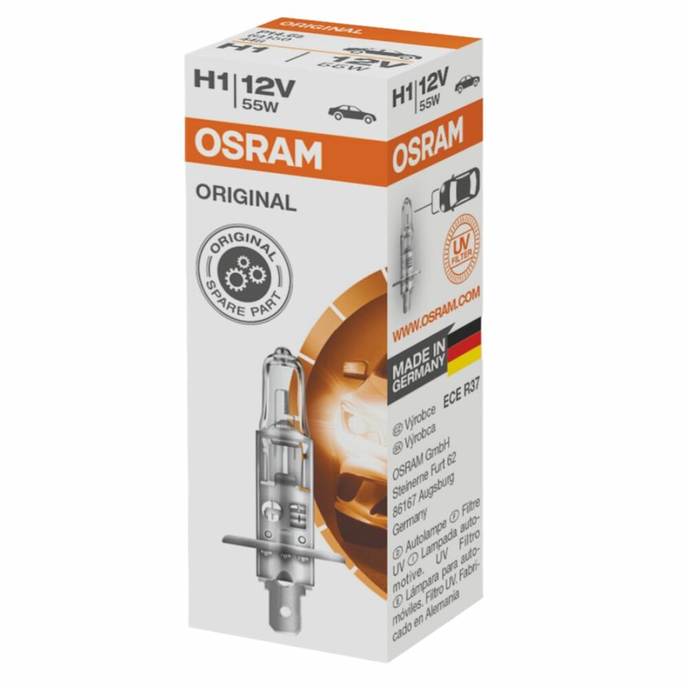 Лампа автомобильная галогенная Osram original цоколь Н1 1 шт