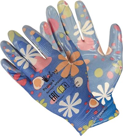фото Перчатки Libry (Либри) Садовые из полиэстера с нитриловым покрытием р. М (микс цвет.) /120 арт. KPSN083, вес 35г