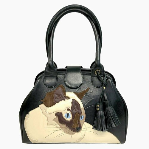 фото Сумка саквояж kurguzova сиамка, фактура гладкая, матовая, черный