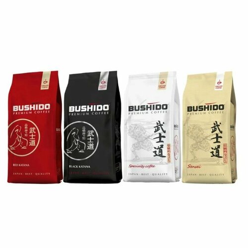 Кофе молотый Bushido набор 227г х 4шт (Red, Black, Specialty, Sensei)