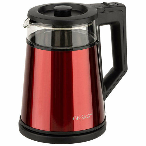 Чайник электрический 12Л 1350ВТ диск стекло двойной корпус стеклосталь красн ENERGY 355700₽