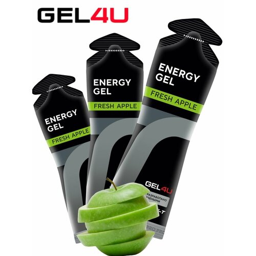 фото Энергетические гели для бега и марафона gel4u зеленое яблоко 3 шт