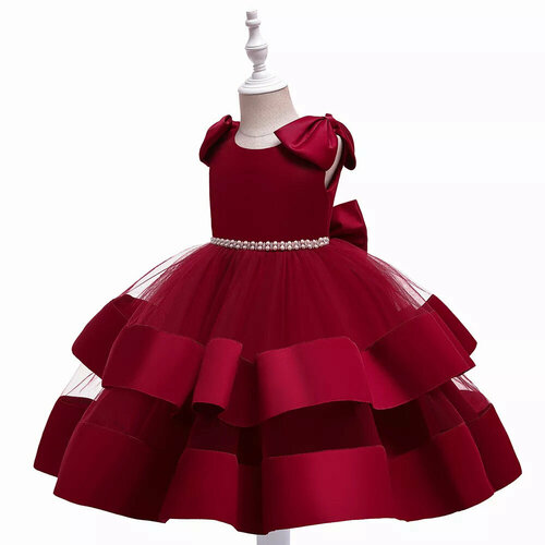 Платье, размер 120, бордовый