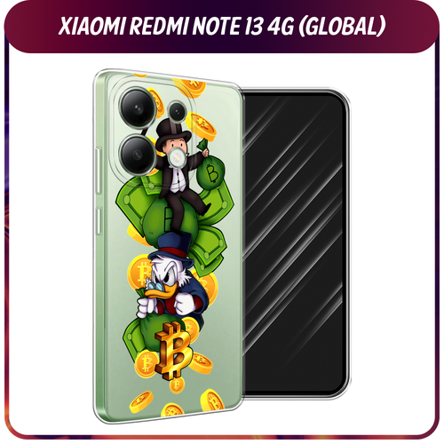 Силиконовый чехол на Xiaomi Redmi Note 13 4G (Global) / Сяоми Редми Нот 13 4G Scrooge McDuck and Monopoly, прозрачный силиконовый чехол на xiaomi redmi note 13 4g global сяоми редми нот 13 4g cute girl collage прозрачный