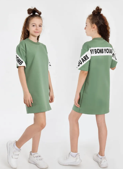 Платье, размер 152, зеленый