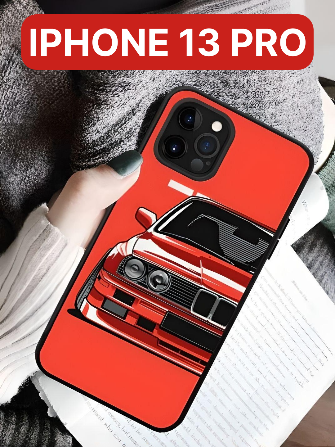 Защитный чехол на айфон 13 про силиконовый противоударный бампер для Apple, чехол на iphone 13 Pro, машина, BMW, красный