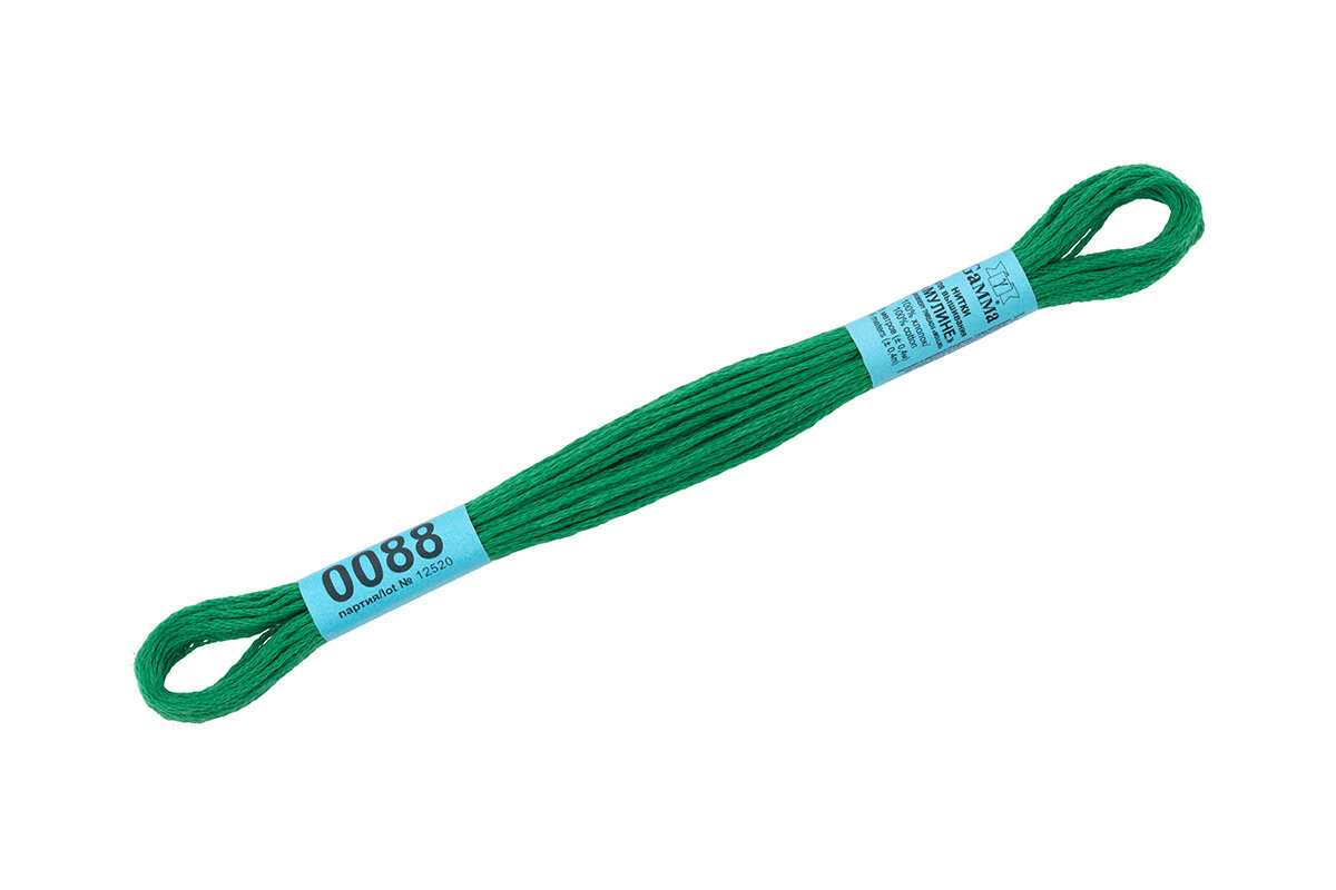 Мулине GAMMA нитки для вышивания 8м. 0088 зеленый, 1 штука.