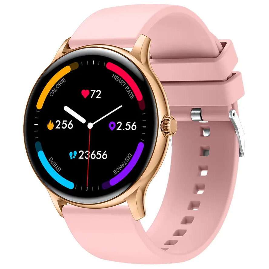 Смарт-часы Colmi i10 Gold Frame Pink Silicone Strap золотой