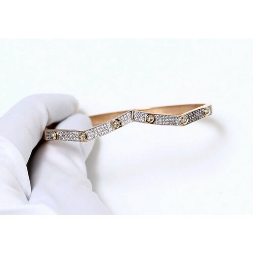 фото Жесткий браслет diamant online, золото, 585 проба, фианит, длина 18 см.