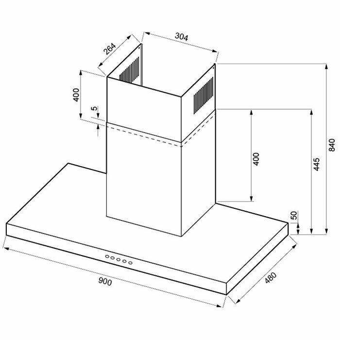 Купольная вытяжка Krona Levana PB 900, цвет корпуса INOX, цвет окантовки/панели серебристый