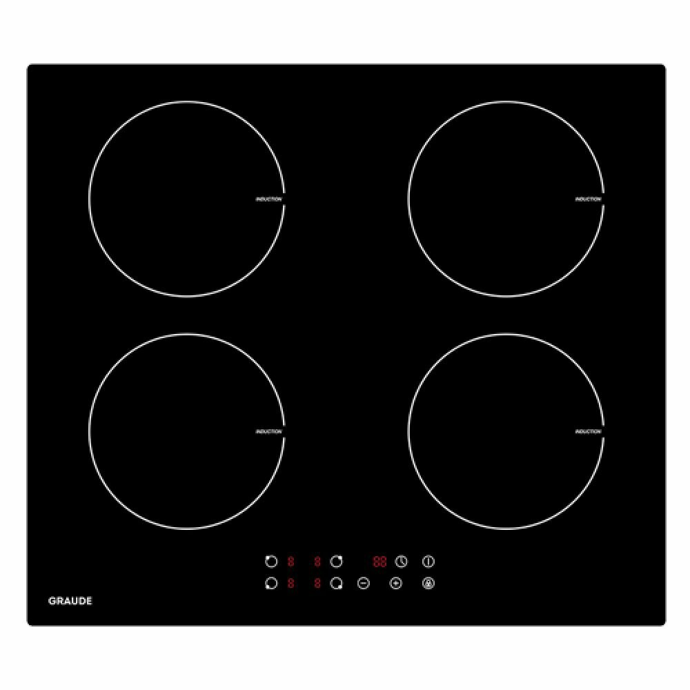 Индукционная варочная панель Graude IK 60.0, черная, 4 конфорки, 9 уровней мощности, таймер, Booster, Easy Control, защита от детей