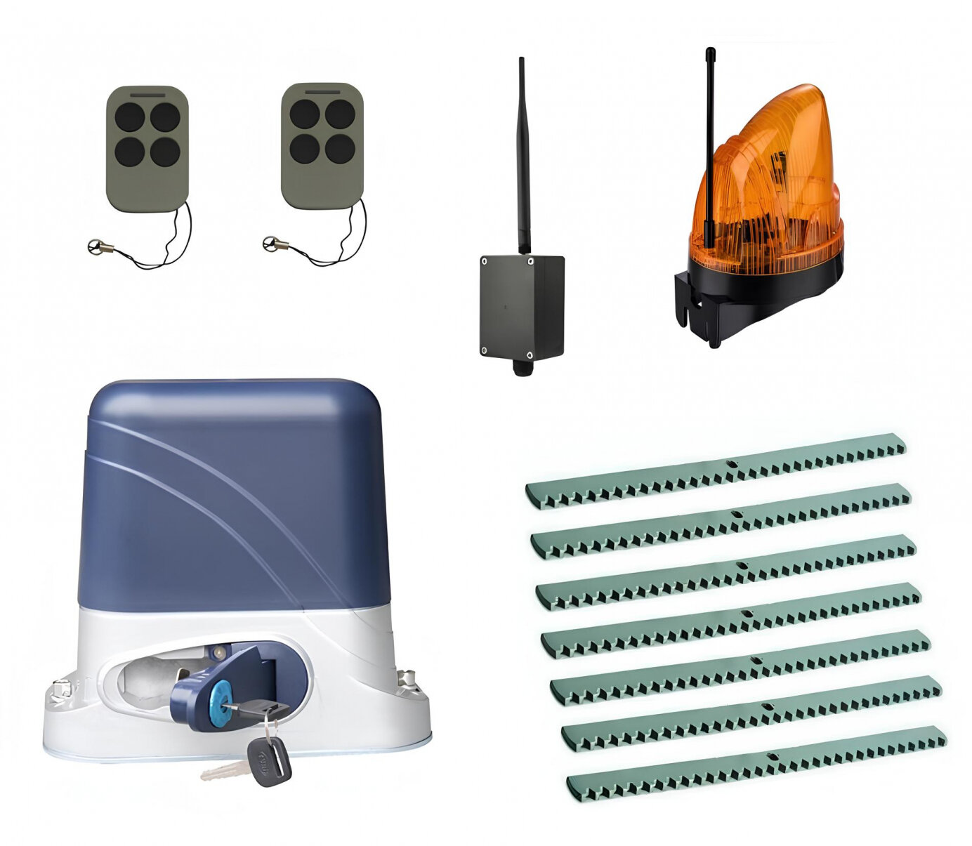 Автоматика для откатных ворот KSL-800 KIT-L1K7-BT, комплект: привод, 2 пульта, Bluetooth-модуль, лампа, 7 реек