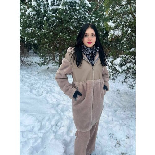 Дубленка , размер 44, бежевый