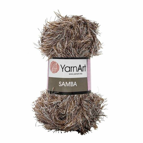 Пряжа YarnArt 'Samba' травка, 100г, 150м (100% полиэстер) (99 меланж коричневый), 5 мотков пряжа византия травка 0054 100% полиэстер 100г 150м