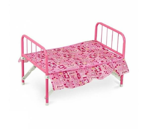 "Кроватка для кукол" - металлическая рама с текстилем розового цвета