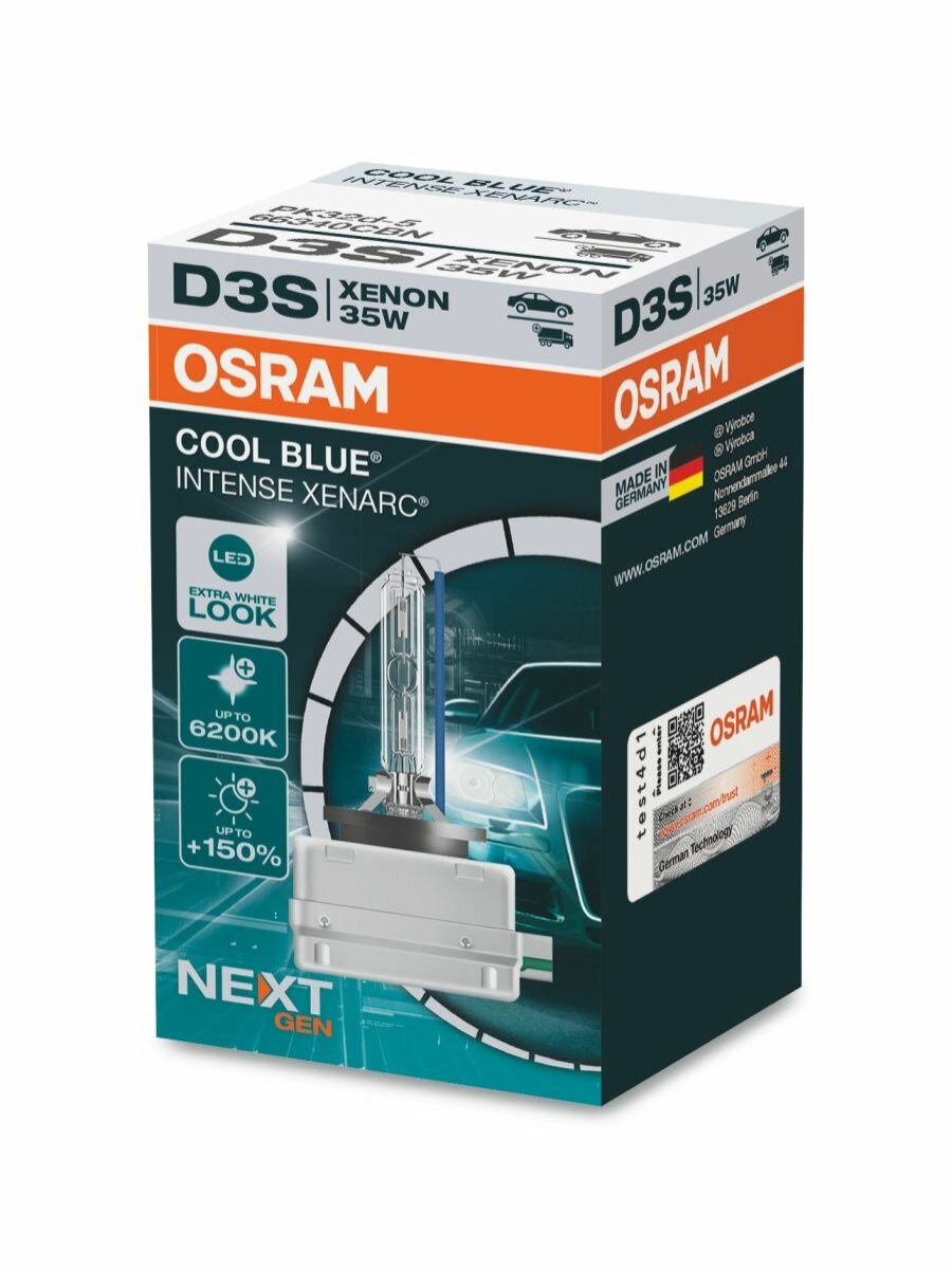 Ксеноновая лампа Osram D3S 35W XENARC COOL BLUE INTENSE (NEXT GEN) 1 шт 66340CBN