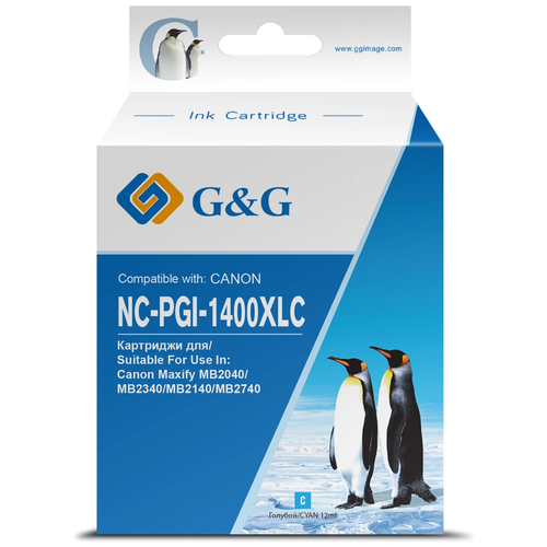 картридж profiline pgi 1400xl c Картридж G&G струйный PGI-1400XL C голубой (12мл) для Canon MB2050/MB2350/MB2040/MB2340