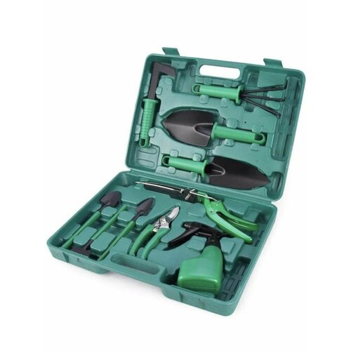 Набор садовых инструментов в кейсе 10в1 зеленый 2199₽