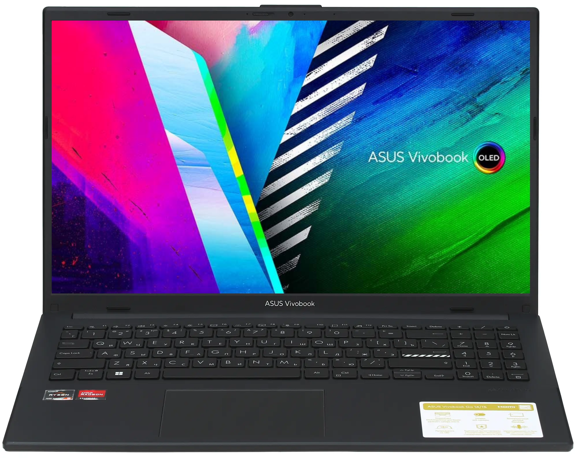 15.6" Ноутбук ASUS VivoBook Go 15 OLED AMD Ryzen 5 7520U RAM 16 ГБ SSD 512 ГБ AMD Radeon Graphics Windows 11 Pro + Office 2021 Русская раскладка