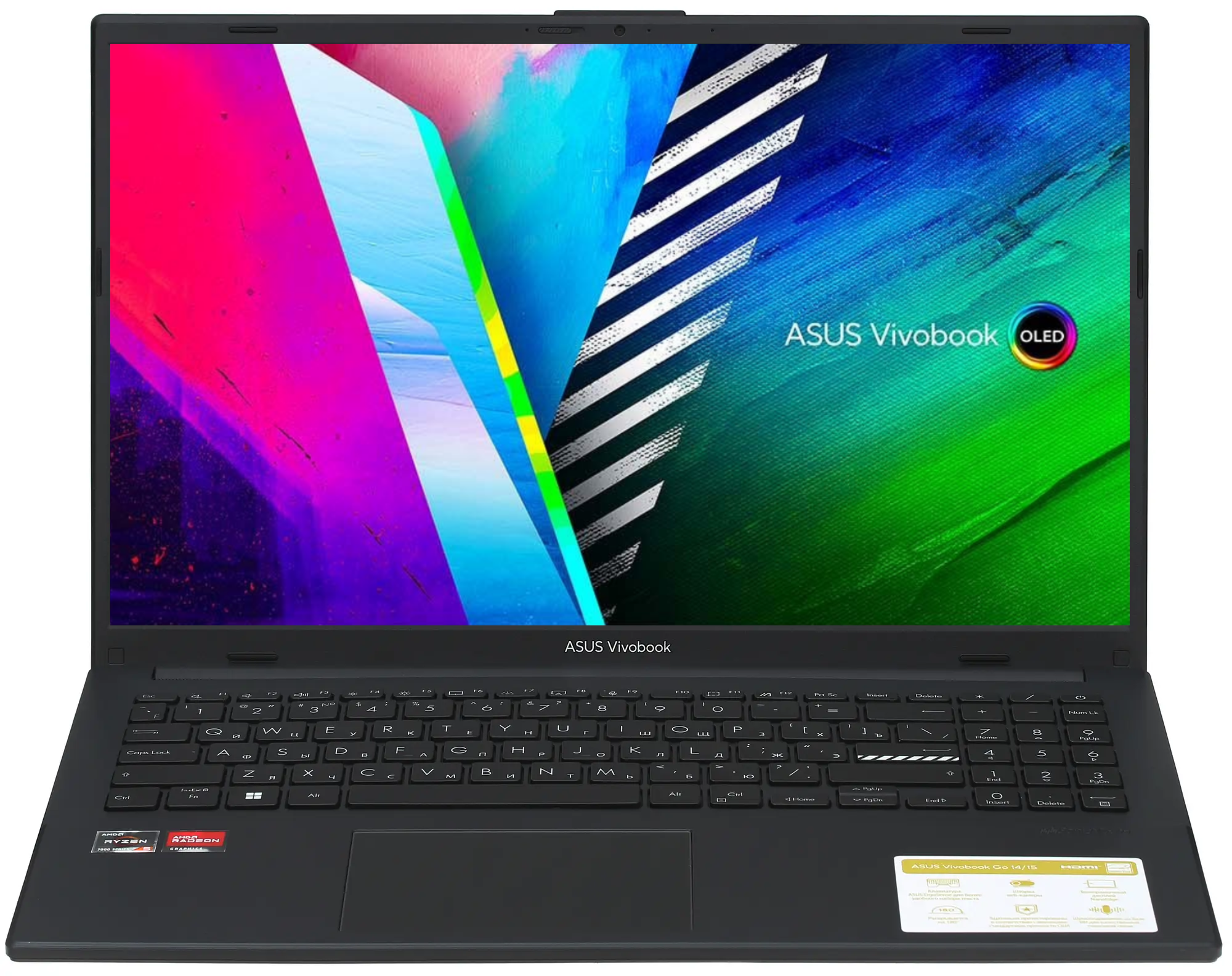 15.6" Ноутбук ASUS Vivobook Go 15 OLED E1504FA Ryzen 5 7520U, RAM 16ГБ LPDDR5, SSD 512ГБ, AMD Radeon 610M, Windows 11 Pro, Русская клавиатура