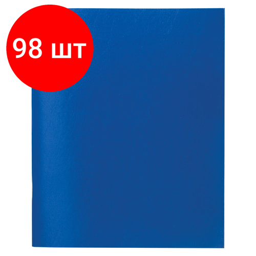 Комплект 98 шт, Тетрадь бумвинил А5, 48 л, скоба, офсет №2 эконом, клетка, с полями, STAFF, синий, 402018