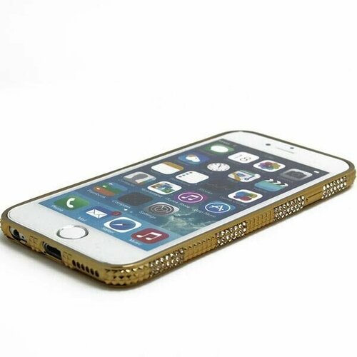 Чехол для iPhone 6 6S Silicone Case, прозрачный с золотыми стразами по краям