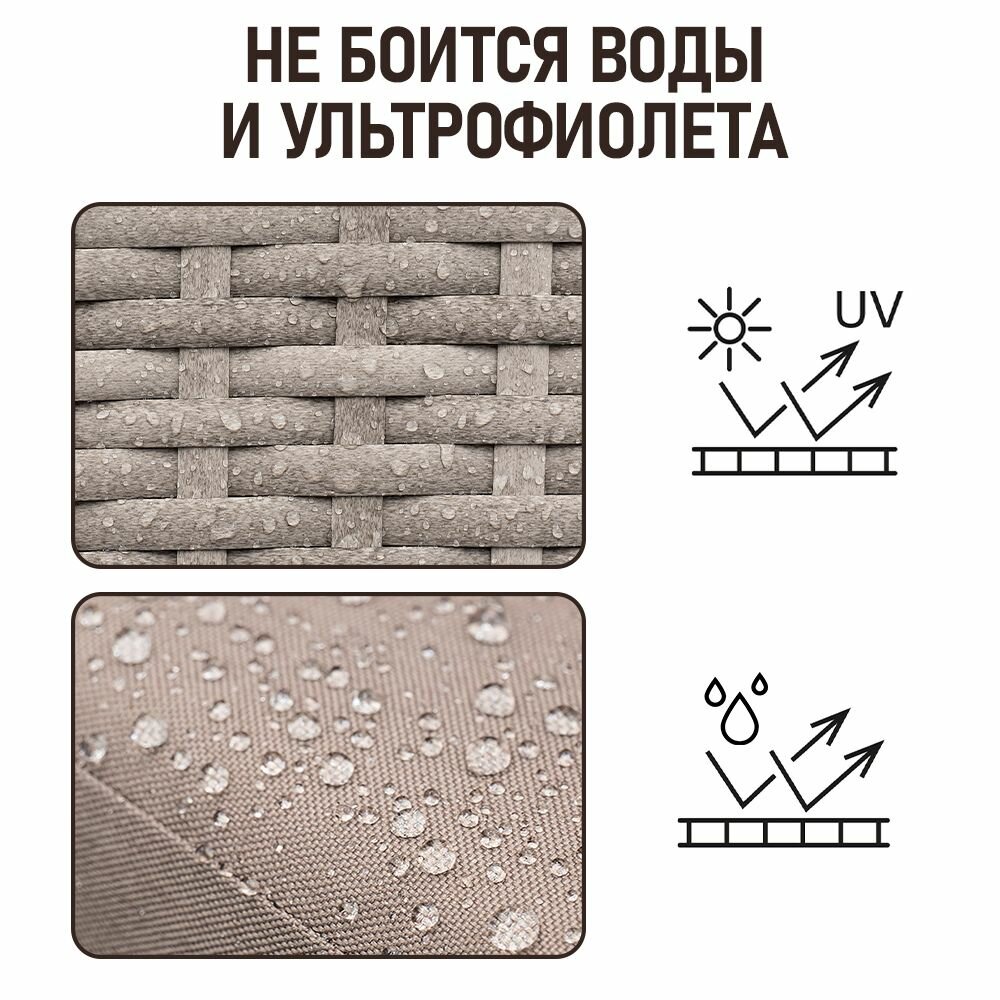 Набор садовой мебели Patioli Фьорд-7 из искусственного ротанга серый - фотография № 8