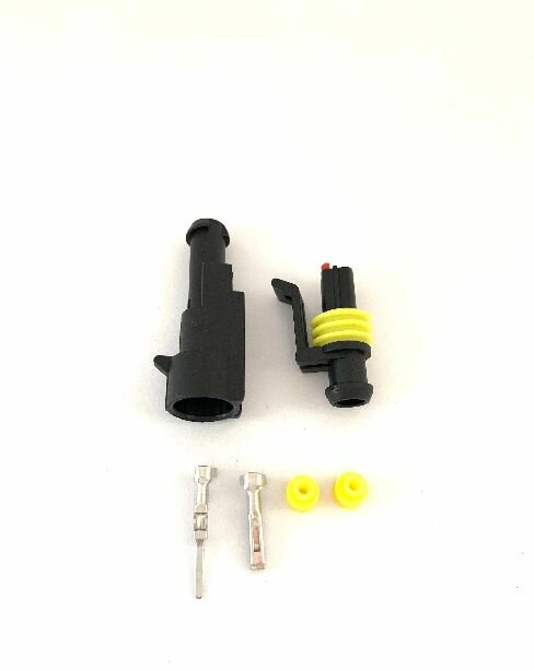Колодка/разъем автомобильный евро герметичный одноконтактный (1 контактный) (П+М) штекер-гнездо без провода, водонепроницаемый
