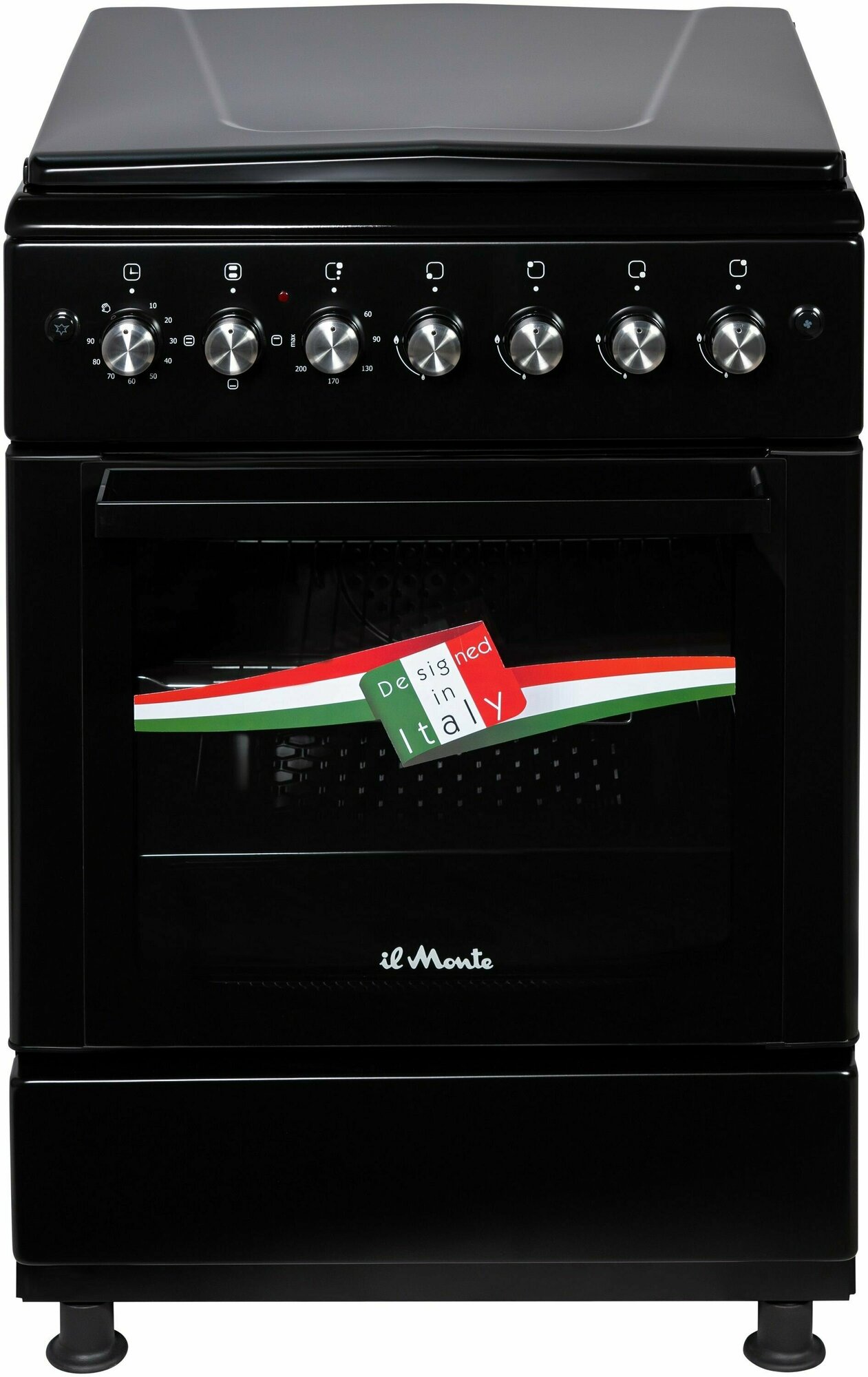 фото Газовая плита, 60 см, Чугунные решетки, Электрическая духовка, Конвекция, Автоотключение по таймеру, il Monte FO-GE6014