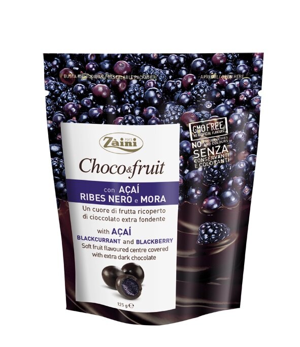 Zaini Шоколадное драже Choco&Fruit со вкусом ягод асаи, черной смородины и ежевики, 125г