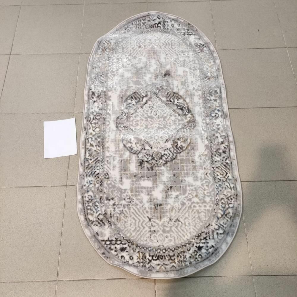 фото Ковер Модерн БАЛ текстиль BOMONTI NATUREL KZ F507B , Овал, цвет Бежевый; Серый, из нитей Полиэстер, основа хлопок, размер 0,8 м на 1,5 м, вес 1,68 кг