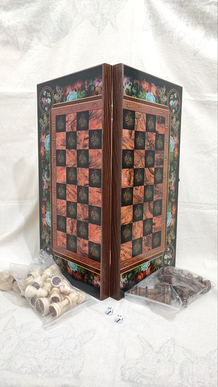 фото Шахматы, шашки, нарды 3в1 "Рыцарь"