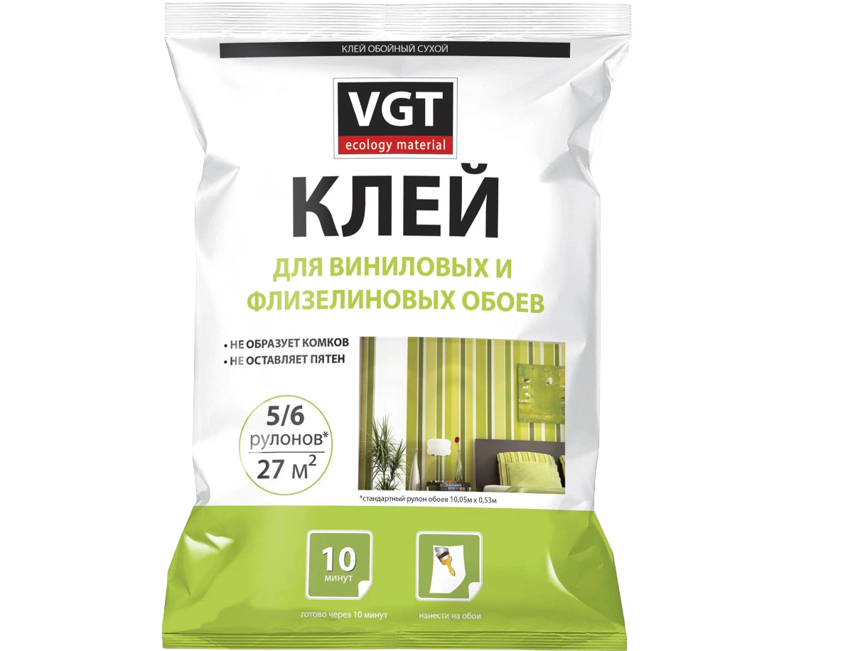Клей VGT для виниловых, флизелиновых и других видов тяжелых обоев сухой 0.2 кг